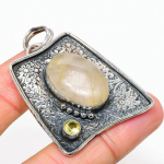 Golden Rutile, Citrine 925 Sterling Silver Jewelry Pendant 2.05 w0n52