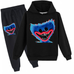 Lastele 3D kapuutsiga komplekt Huggy Wuggy Pulloveriga dressikas Poppy Playtime Laste kampsun+p&uuml;ksid 120cm must