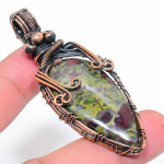 Natural Dragon Jasper Gemstone Handmade Copper Wire Wrap Pendant 2.56 l0f27