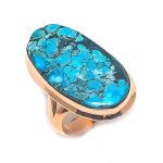 Tibetan Turquoise Handmade Copper Jewelry Ring Size 6.5 v5w58
