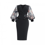 2022 Euroopa ja Ameerika puhvvarrukatega OL midi &otilde;htukleit - Saadaval suur suurus 3XL valge