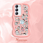 V&auml;rvitud muster Big Wave Edge pehme silikoon materjal Macaron telefoni &uuml;mbris p&otilde;rutuskindel kaitsev kummist korpus OnePlus Vivo Motorola Moto jaoks Vivo Y27 5G must