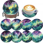 8 t&uuml;kki/komplekt teemantmaaliga maastikupildiga aluseid, isetehtud alused hoidikutega, sobilikud algajatele ja t&auml;iskasvanutele, kunsti- ja k&auml;sit&ouml;&ouml;tarbed kingitused 8PCS/Set