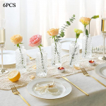 6 Pack of Glass Bud Vases for Displaying Flowers at Home Transparent
