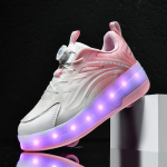 P&otilde;genevad Kingad T&uuml;drukute Kingad Armsad Roosa Printsess Kahekordse Rattaga Laste Tossud Poiste Hingavad Vilkuvad Rulluisud 29