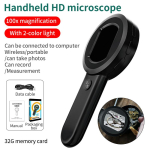 HM020 100X K&auml;eshoitav Luup LED UV-valgusega Identifitseerimiseks Ehted Lugemine PC Telefoniparandus USB Elektrooniline Mikroskoop 32G M&auml;lu 32G Card