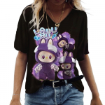 Labubu l&uuml;hikeste varrukatega puuvillane T-s&auml;rk, suvi 2025, poolpikkade varrukatega, Ins stiil, k&otilde;ikidele riietele sobiv t&auml;navamood, vabaaja naiste l&uuml;hikeste varrukatega XXL