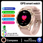 2025 Uus GPS nutikell naistele AMOLED t&auml;ispuuteekraan kompass sport fitness pulss verer&otilde;hk Bluetooth k&otilde;ne nutikell roosa