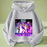 KPop Deemonik&uuml;ttide Huntrix Kapuutsiga pusa Laste Kapuutsiga pusa Beebit&uuml;drukute Pullover Kapuutsiga pusad Poiste Mood &Uuml;leriided Lasteriided 160