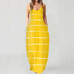 Naistemood suvine vabaajaprinteriga V-kaelusega seksikad varrukateta kleidid, pikad M