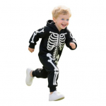 Halloweeni kost&uuml;&uuml;m helendav skeletiprint perele sobivad pidžaamad kapuutsiga pikkade varrukatega t&auml;iskasvanute laste &uuml;hes t&uuml;kis riietus S C