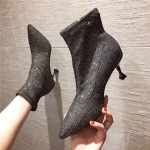 Jalatsid Poolsaapad Rhinestone L&uuml;hikesed Kingad Naistele H&otilde;bedased Terava Ninaga Naiste Pahkluusaapad Seksikas Strippari Trend 2024 Gooti Y2k 39