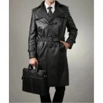Stiilne Moodne Formaalne T&ouml;&ouml; Must K&auml;sit&ouml;&ouml; Originaal Lambanahast Nahast Trenchcoat S must
