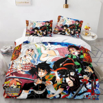 Kamado Tanjirou Voodipesukomplekt &Uuml;heinimese Twin T&auml;iskasvanu Queen King Suuruses Demon Slayer Voodikomplekt T&auml;iskasvanu Laste Magamistoa Tekikoti Komplektid 3D Anime 33 AU Single(140x210cm)