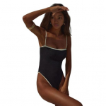 Naiste &uuml;hes t&uuml;kis bikiinid vintage k&otilde;rge l&otilde;ikega ujumistrikoo bandeau rannariided rinnapatjadega naiselikud ujumisriided rannapuhkuseks surfamiseks basseinis ujumiseks S
