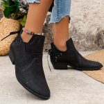 Stiilne siluett, &scaron;ikid naiste slip-on pahkluusa kingad paksude kontsadega - kunstnahast kate, hingav &otilde;&otilde;nes disain, mitmek&uuml;lgne &uuml;hev&auml;rviline Size 36 must