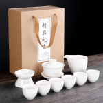 Jadeporseliinist uus 6 tassi Kung Fu tee komplekt suet-jadest valge portselan t&auml;ielik komplekt filter keraamiline tee komplekt