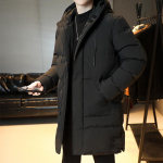 Talvine meeste pikk Parka soe jope fliisvooder kapuutsiga tuulepluus Paks puuvillane polsterdatud Thermal Parkas Plus suurus 8XL M must