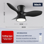 32&ldquo; DC-mootoriga laeventilaator valgustiga, 6 kiirust, reguleeritav, elektriline laeventilaatori valgusti, sagedusmuundusega LED-ventilaatorilamp 32 inch【Black】-B1