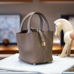 Picotin18 Poolk&auml;epidemega &Uuml;lemise Kihi Veisenahast T&otilde;mblukuga K&auml;ekott Saja Stiiliga Klassikaline Naiste Kott K&auml;ekott 18cm hall