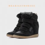 Nahast k&otilde;rged naiste tossud takjapaelaga Vabaaja spordijalan&otilde;ud Sisemine k&otilde;rgendus 8CM S&uuml;gis Uus stiil &uuml;mar nina Kummist tald 35