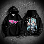 2025 Hatsune Miku Huppar Pikkade varrukatega Tr&uuml;kitud Dressipluus Kapuutsiga Fliisist Vabaaja Mugavus Naiste Pullover Unisex S