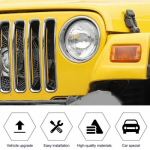 7Pcs Front Grill ert Cover Guard Bezel Ring Trim for Jeep Wrangler TJ Chrome