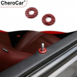 2x Door Lift Bolt Lock Pin Trim For Dodge Challenger 2014- Red Carbon fiber