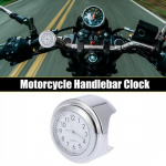 22-25mm 78 to 1 Motorcycle Handlebar Clock Set Silver Tone White Panel