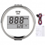 0&ndash;9990 RPM tahhomeetri n&auml;idik IP67 veekindel punane taustvalgustus 52 mm 2 tolli LCD-ekraan 9&ndash;32 V White background silver frame