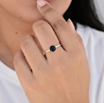 Must Oon&uuml;ks &Uuml;mmargune Virnastatav S&otilde;rmus, 925 Sterling H&otilde;be, K&auml;sitsi Valmistatud Minimalistlik Oon&uuml;ksis&otilde;rmus Naistele 4 h&otilde;be