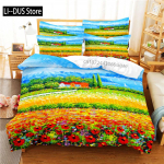 Maastikumaali Voodipesukomplekt Tekikoti komplekt 3D Voodipesu Digitaaltr&uuml;kk Kuninganna suurus Voodipesukomplekt Moodne disain EU single(135x200cm)
