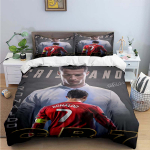Fashionfootball Star R-Ronaldo tr&uuml;kitud voodipesukomplekt tekikott tekkvoodi noortele lastele t&uuml;drukutele poistele luksuslik s&uuml;nnip&auml;evakingitus EU Single(135*200cm)3pcs