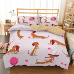 Multikas Taksi Koer Tekikott Armsad Loomad Tekikate Kuninganna Suurus Pehme Mikrokiud Kawaii Kutsikas Voodipesu Komplekt Padjap&uuml;&uuml;ridega EU Single(135*200cm)3pcs beige