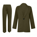 Naiste Kaheosaline &Auml;rikomplekt S&auml;lkkraega &Uuml;he N&ouml;&ouml;biga Pidulik Bleiser P&uuml;kskost&uuml;&uuml;m Vabaaja Kontorit&ouml;&ouml; Komplekt S armee roheline v&auml;rv