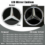 Mercedes Benz GLC X253 GLE W167 GLS X167 V W447 jaoks L&auml;ikiv Must ja H&otilde;bedane LED Peegli stiilis Esiv&otilde;re T&auml;he Embleem Logo