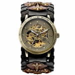 SHENHUA Retro gooti pronksist luukere automaatne mehaaniline k&auml;ekell meestele Steampunk isekeeruv kell Tourbillon kell Reloj Hombre