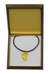 Chinese Crested Dog, Puff - Dog necklace in gift box, gold-plated pendant for dog fan, striking jewellery by Art-Dog brown