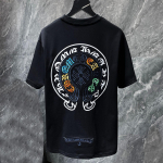 8719 CHROME HEARTS 2026 Suvi Uus K&otilde;rge Kvaliteediga Puuvillane &Uuml;mmarguse Kaelusega L&otilde;tv Suur Suurus Meeste ja Naiste T-s&auml;rk Paaride T-s&auml;rk S must