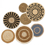 7 tk kootud seinakorv dekoratsioon boheemlaslik rotangist punutud seinadekoratiivne kootud rotangist seinakorv rippuv k&auml;sitsi valmistatud talumaja sein Han