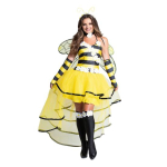 Bee Cosplay kost&uuml;&uuml;m tiibade antennidega Kuninganna mesilase Halloweeni peokost&uuml;&uuml;m rollim&auml;ngu kost&uuml;&uuml;m Lillekaunistusega hajutatud koogi&auml;&auml;rega kleit M