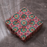 Retro eksootiline paks ruudukujuline istmepadi &ndash; tr&uuml;kitud kangas erkeri ja tatami p&otilde;randate jaoks 40x40x9cm [650g]