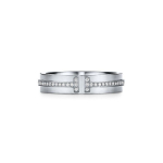 Tiffany & Co. T-seeria Teemantidega Kitsas 18K Valge Kulla S&otilde;rmus Meeste s&otilde;rmused GRP09674 4.5