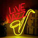 Live Jazz neoonsilt seinakaunistuseks, saksofoni LED-sild muusikastuudiole, dž&auml;ssiklubi baari kodu show stuudio salvestusruumi jaoks
