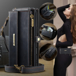 CaseMe Lanyard Nahast T&otilde;mblukuga Rahakott Kaardi ja Telefoni&uuml;mbris iPhone 17 Air 16E 16 Pro Max 15 Plus 14 13 12 11 X XR XS jaoks Ristkorralusega Kate iPhone XR
