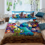 3-osaline Monsters, Inc. Voodipesukomplekt, 3D-prinditud multifilmimustriga tekikotikomplekt, sisaldab padjap&uuml;&uuml;re, t&auml;idis ei kuulu komplekti. 135X200cm
