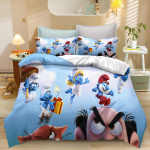Smurfid Hooaja Anime, Kodu Magamistoa Mugavus Nordic pol&uuml;estermaterjal, sobib lastele ja t&auml;iskasvanutele, 3-osaline komplekt 135x200cm