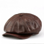 Ehtne lehmanahk Suur pea XXL 62cm Kaheksanurksed m&uuml;tsid Meeste suur suurus L XL Newsboy m&uuml;ts Briti mood Lehma nahast Naiste baretid M&uuml;ts L pruun