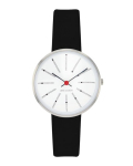 ARNE JACOBSEN Kell 30mm Skandinaavialik Disain Veekindel Disain ilma sekundiosutita BANKERS Valge Must Nahk (Vaikne k&auml;si) 53100-1401 must
