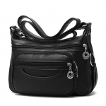 Naiste Crossbody pehmest nahast kott Nahast k&auml;ekott Rahakott vabaaja kerge &otilde;lakott 31*11*19cm must